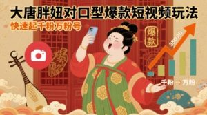 大唐胖妞对口型爆款短视频玩法，快速起千粉万粉号-水滴知识网