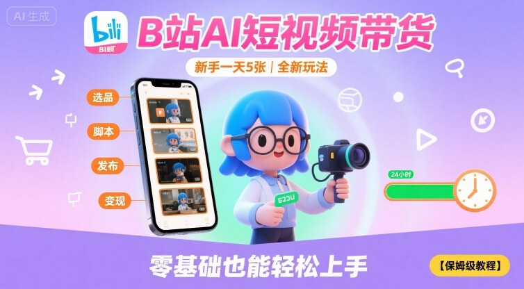 B站AI短视频带货，新手一天5张，全新玩法【保姆级教程】-水滴知识网