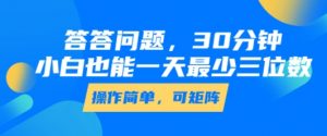 答答问题，30分钟，小白也能一天最少也有三位数，操作简单-水滴知识网