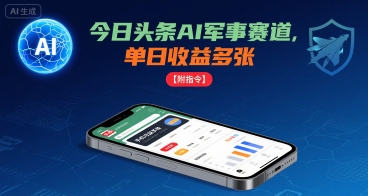 今日头条AI军事赛道，单日收益多张 ，手机可做【附指令】-水滴知识网