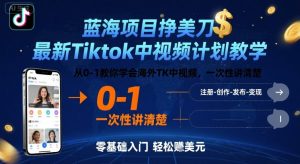 蓝海项目挣美刀,最新Tiktok中视频计划教学,从0-1教你学会海外TK中视频,一次性讲清楚-水滴知识网