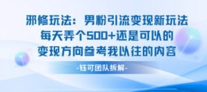 邪修玩法：男粉引流变现新玩法每天弄个5张还是可以的变现方向参考我以往的内容-水滴知识网