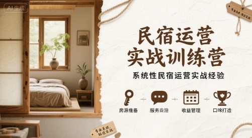 民宿运营实战训练营,系统性民宿运营实战经验-水滴知识网