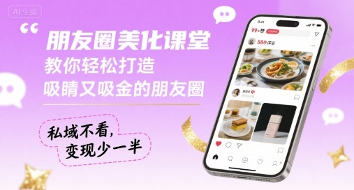 朋友圈美化课堂,教你轻松打造,吸睛又吸金的朋友圈,私域不看,变现少一半-水滴知识网
