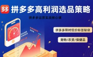 拼多多选品暴利技术实战课,拼多多高利润选品策略,拼多多限时低价标签秘诀-水滴知识网