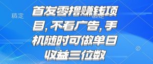 首发零撸挣钱项目 不看广告 手机随时可做 单日收益三位数【揭秘】-水滴知识网