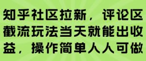知乎社区拉新，评论区截流玩法当天就能出收益，操作简单人人可做-水滴知识网