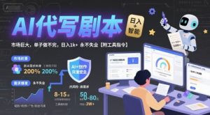 AI代写剧本,市场巨大,单子做不完,日入1k+ 永不失业【附工具指令】-水滴知识网