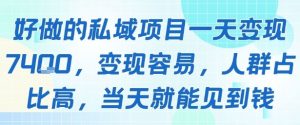 好做的私域项目一天变现1k+，变现容易，人群占比高，当天就能见到钱-水滴知识网