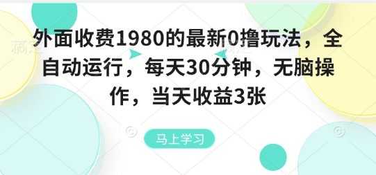 外面收费1980的最新0撸玩法，全自动挂G，每天30分钟，无脑操作，当天收益3张【揭秘】-水滴知识网