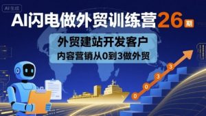 AI闪电做外贸训练营26期，外贸建站开发客户内容营销从0到3做外贸-水滴知识网