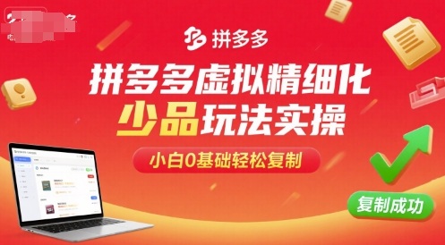 拼多多虚拟精细化少品玩法实操,小白0基础轻松复制-水滴知识网