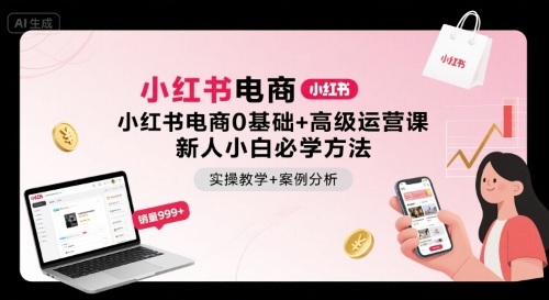 小红书电商0基础+高级运营课,新人小白必学方法,实操教学+案例分析-水滴知识网