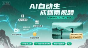 不用拍不用剪！AI自动生成烟雨视频，日入5张+，睡后收入-水滴知识网