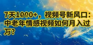 7天收益1k+,视频号新风口:中老年情感视频如何月入过W?-水滴知识网