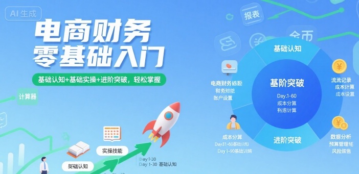 电商财务零基础入门,基础认知+基础实操+进阶突破,轻松掌握-水滴知识网