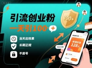 引流创业粉，一天引100+，当天出效果，长期正规，不废号-水滴知识网