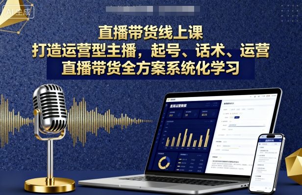 直播带货线上课,打造运营型主播,起号、话术、运营,直播带货全方案系统化学习-水滴知识网