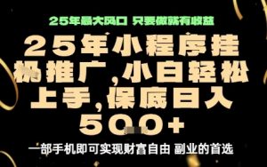 微信小程序挂G推广，解放双手，保底日入5张【揭秘】-水滴知识网