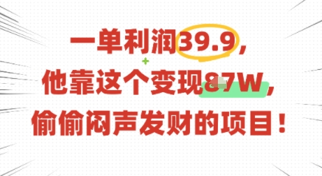 一单利润39.9,有人靠这个变现几十个,偷偷闷声发财的项目-水滴知识网