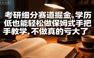 考研细分赛道掘金,日入1k+,学历低也能轻松做保姆式手把手教学,不做真的亏大了【揭秘】-水滴知识网