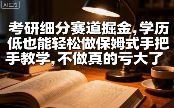 考研细分赛道掘金,日入1k+,学历低也能轻松做保姆式手把手教学,不做真的亏大了【揭秘】-水滴知识网