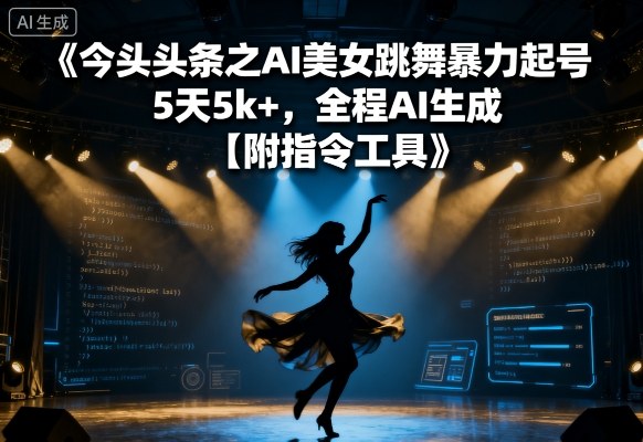今日头条之AI美女跳舞暴力起号，5天1k+，全程AI生成【附指令工具】-水滴知识网