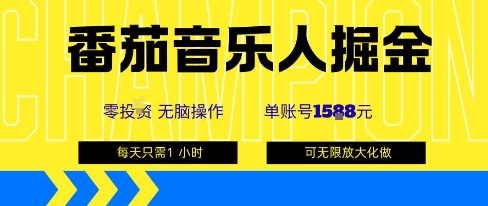 番茄音乐人掘金,单账号最高可撸1k+,可无限矩阵去做,零投入-水滴知识网