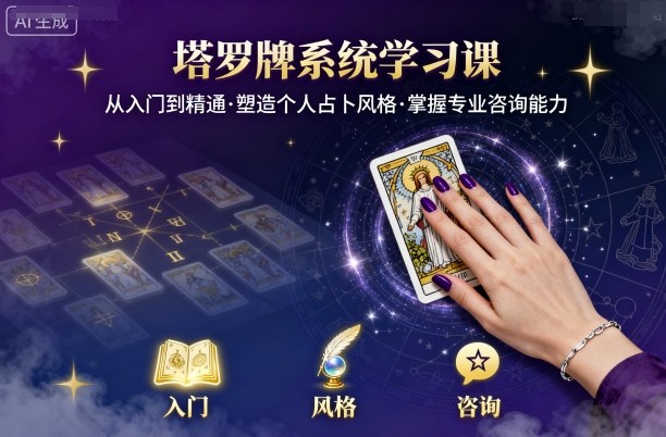 塔罗牌系统学习课，助你从入门到精通，塑造个人占卜风格，掌握专业咨询能力-水滴知识网