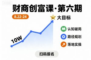 财商创富课第六期8月22-24号,如何从10W起步,一步步实现大目标-水滴知识网