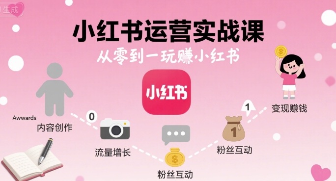 小红书运营实战课,从零到一玩賺小红书-水滴知识网