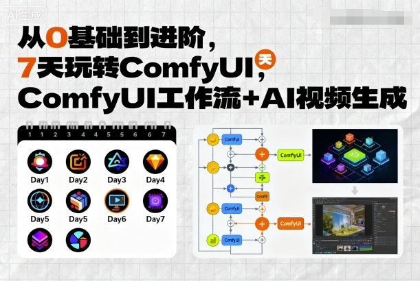 从0基础到进阶,7天玩转ComfyUI,Comfyui工作流+AI视频生成-水滴知识网