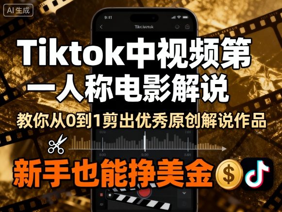 Tiktok中视频第一人称电影解说,教你从0到1剪出一个优秀的原创解说作品,新手也能挣美金-水滴知识网