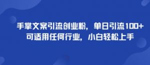手掌文案引流创业粉,单日引流100+,可适用任何行业,小白轻松上手-水滴知识网