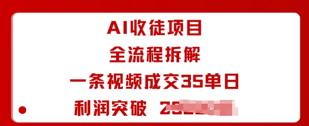 AI收徒项目全流程拆解一条视频成交35单日利润突破1k+-水滴知识网