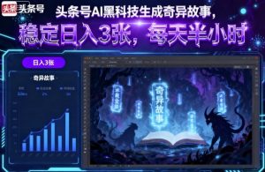 头条号AI黑科技生成奇异故事，稳定日入3张，每天半小时-水滴知识网