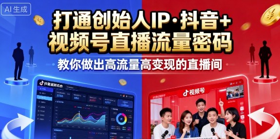 25年直播9-10两期线下课，打通创始人IP，抖音+视频号直播流量密码，教你做出高流量高变现的直播间-水滴知识网