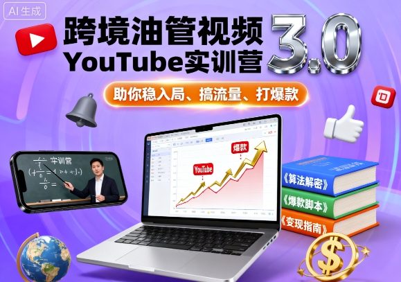 跨境油管视频YouTube实训营3.0，助你稳入局、搞流量、打爆款-水滴知识网