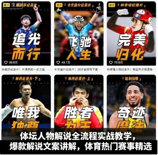 体坛人物解说全流程实战教学,爆款解说文案讲解,体育热门赛事精选-水滴知识网