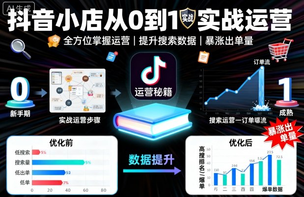抖音小店从0到1实战运营,帮你全方位掌握小店运营,提升搜索数据与出单量-水滴知识网