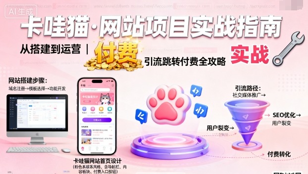 卡哇猫·网站项目,网站搭建与运营以及引流跳转付费-水滴知识网