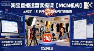 淘宝直播运营实操课【MCN机构】，从0到1做一家月销千W的直播机构-水滴知识网