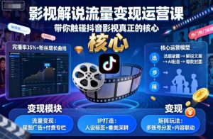 影视解说流量变现运营课,带你触碰抖音影视真正的核心-水滴知识网