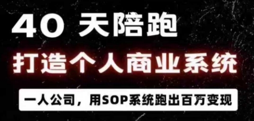 40天陪跑打造个人商业系统,一人公司,用SOP系统跑出百W变现-水滴知识网