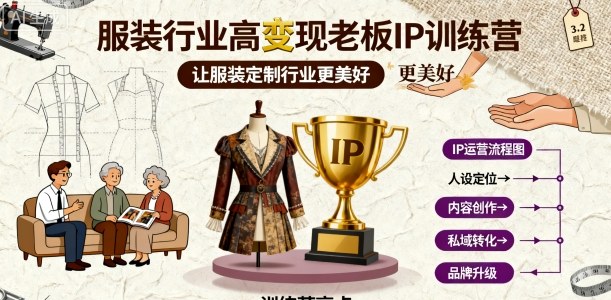服装行业高变现老板IP训练营,让服装定制行业更美好-水滴知识网