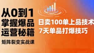 抖音小店爆品打造与矩阵裂变实战课，从0到1掌握爆品运营秘籍-水滴知识网