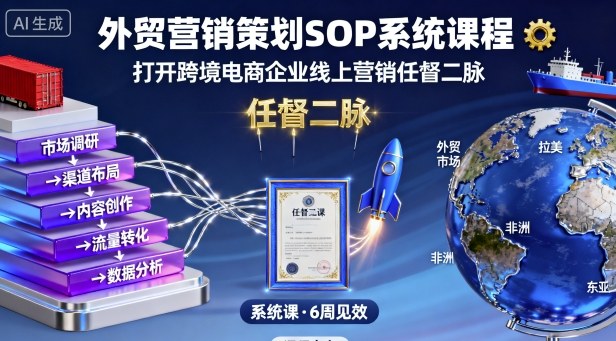 外贸营销策划SOP系统课程,打开跨境电商企业线上营销任督二脉-水滴知识网