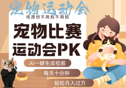 AI一键生成宠物比赛运动会PK视频，纯原创不用剪不用拍，每天十分钟，轻松月入过1W+-水滴知识网