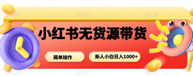 小红书无货源带货项目,简单无脑,新人小白日入多张-水滴知识网