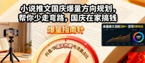 小说推文国庆爆量方向规划，帮你少走弯路，国庆在家搞钱-水滴知识网